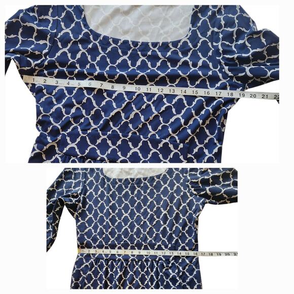 J. McLaughlin Printed Dress Knit Scoop Neck w/ Pockets & 3/4 sleeves sz L - Picture 6 of 11